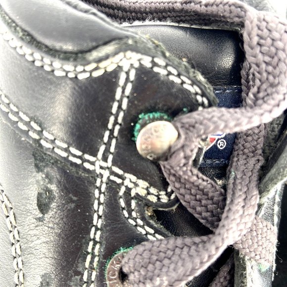 VTG Dickies Leather Lug Sole Shoes Black Womens Size 7 Genuine Grunge Speed Lace - Picture 12 of 16